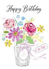 Pretty Birthday card - For Her - floral vase created by Katie Phythian Design