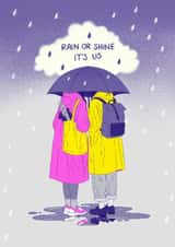 Cute Valentine’s Day/Anniversary Card - Rain Or Shine It’s Us - LGBTQ+ created by Kasia Cards