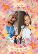 Personalised Mothers Day Photo Card created by The Pattern Press - Pretty Mother's Day/Birthday Card - For Nan - Florals