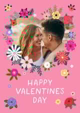 Personalised Valentines Day Photo Card created by Pear Tree Press - Pretty Valentine's Day Card - Floral Heart Frame