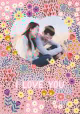 Personalised Valentines Day Photo Card created by Pear Tree Press - Pretty Valentine's Day/Anniversary Card - Floral Heart - I Love You