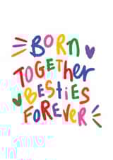 Cute Birthday Card For Twin/Sibling - Colourful Chalk Style - Besties Forever created by Studio Flafello LTD