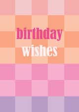 Birthday Wishes. Gorgeous feminine geometric check pattern card created by Pink Pig