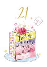 Traditional 21st Birthday Card - For Her - Cake created by Katie Phythian Design