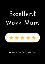 Fun Mother's Day Card - For Work Mum - Five Star created by Sundiva Designs