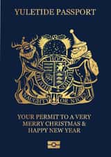 Funny Christmas card based on a British passport created by Doug The Cartoonist