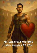 Funny Gladiator Face Swap Valentine's Card For Him - Greatest Victory created by Juniper Moon