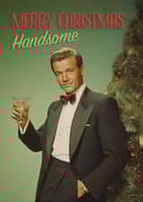 Classic Christmas Card – Merry Christmas Handsome – 1950s Vintage created by Bonne Nouvelle