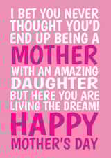 Funny Mother’s Day Card - From Daughter - Living The Dream created by @Cupsie's Creations