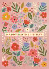Pretty Flowers, Leaves and Hearts Mother’s Day Card created by Eli the Goat
