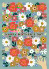 Pretty Mother’s Day Card - Flowers, Hearts And Hand created by Eli the Goat