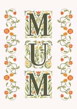 Elegant Floral Art Nouveau Mum Card – Classic Mother’s Day or Birthday Card created by Sad Girl Illustration