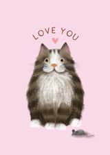 Funny Valentine's Day Card - Love You - Cat & Mouse created by Studio Mads