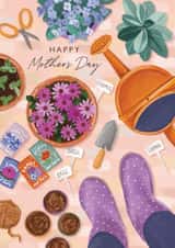 Traditional Mother's Day Card - Gardening - Flower Pots created by Debbie Daley Illustrations