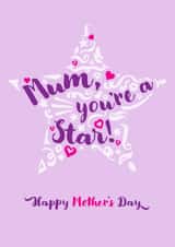 Classic Mother’s Day Card - Mum, You're A Star created by Fatchair Print