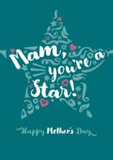 Classic Mother’s Day Card - For Mam - Star created by Fatchair Print
