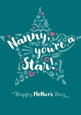Classic Mother's Day Card - For Nanny - Star created by Fatchair Print