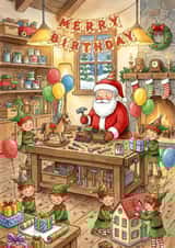 Merry Birthday Santa & Elves Workshop Card created by Tom Hobbs
