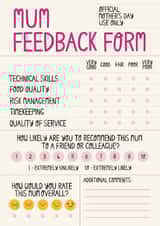 Funny Mother’s Day Card - Annual Performance - Feedback Form created by Christine Cuddihy Illustration