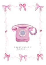 Pink retro phone greeting card created by Samantha