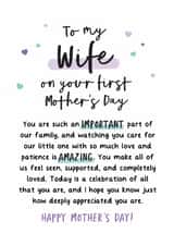To my Wife on your First Mother's Day - Heartfelt Mother's Day Card created by Kreate Paper Co.