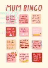 Funny Mother's Day Card - Mum Bingo - Game created by URGHH Card Co.