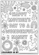 Cute MOther's Day Card - Wonderful Nanny - Colour-In created by Sarah Harding