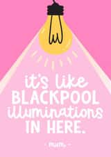 Funny Mother's Day Card - Blackpool Illuminations - Lights created by Mrs Best Paper Co.