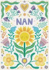 Pretty Mother's Day Card - For Nan - Folk Art Florals created by Hollie McManus Illustration