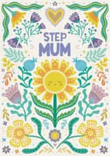 Pretty Mother's Day Card – For Step Mum – Folk Art Florals created by Hollie McManus Illustration