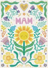 Pretty Mother's Day Card – For Mam – Folk Art Florals created by Hollie McManus Illustration