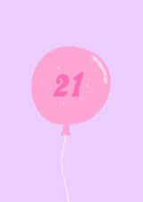 Cute 21th Birthday Card for Her – Pink Balloon & Sparkles – Purple Design created by Shelbys Creatives