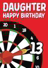 Traditional darts-themed card for your daughter created by Quinton cards