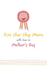 Cute Humorous card for a special STEP MUM on Mother's Day - Five Star created by Dandelion Stationery