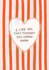 “I Like You” Valentine’s Day Card – Cute New Relationship - I Fancy You Card created by Leaf Lane Studio