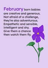 February Born Birthday Card With Birth Flower created by Kelly The Poet