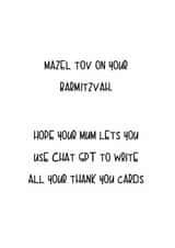 Funny Barmitzvah Card Chat GPT created by Little Lisa Designs