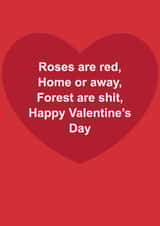 Funny Valentine's Day Card - Roses Are Red - Notts Forest Are Shit created by The Cake Thief