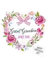 Traditional Mother's Day Card - For Great Grandma - Floral Heart created by Katie Phythian Design