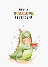 Cute Birthday Card For Kids Children - Dinosaur - Roarsome Birthday created by BYANIKA