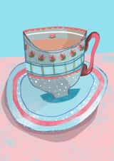 Cute Teacup Greetings Card created by Hinkypunk Illustration 