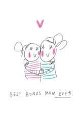 Classic Mother's Day Card - For Step Mum - Best Bonus Mum created by Sketchy Muma