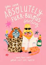 Funny Birthday Card - Absolutely Fabulous - Cats created by NICHOLA COWDERY ILLUSTRATIONS