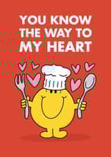 Mr. Men Valentine's Day Card - You Know The Way To My Heart - Foodie Lover created by Mr. Men