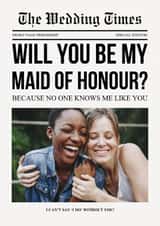 Personalised Wedding Photo Card created by Pink Peach Cards - Classic Wedding/Engagement Card - Will You Be My Maid Of Honour