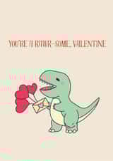 Cute dinosaur themed Valentines card. created by iAmAnimated