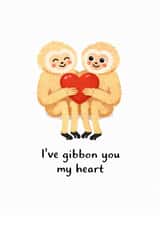 Cute Valentines card – Gibbons – I’ve gibbon you my heart created by From the Boathouse