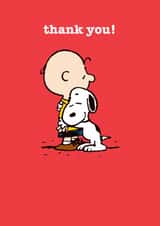 Cute Thank You Card - Snoopy - Hugging Charlie Brown created by Hype Cards