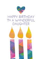 Gorgeous Birthday Card For Daughter - Colourful Abstract Art Heart and Candles created by size3art