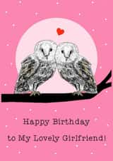 Cute Birthday card- for Girlfriend owls created by Beth Higgins Art